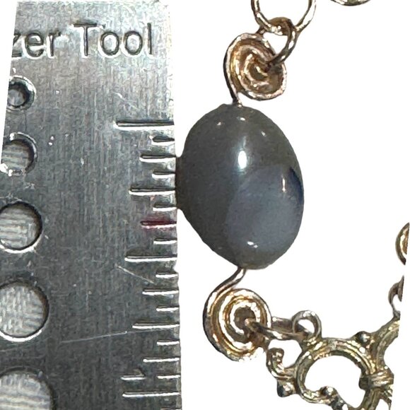 Artisan Hammered Lotus Flower Necklace W/ Agate Pendant Labradorite & Chalcedony - Picture 10 of 17